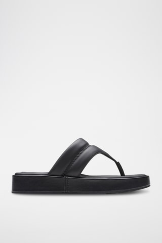 Chanclas de piel con plataforma Alda - Negro