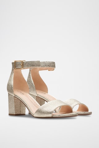 Sandalias de piel de tacón Deva - Dorado