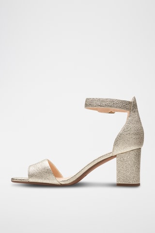 Sandalias de piel de tacón Deva - Dorado