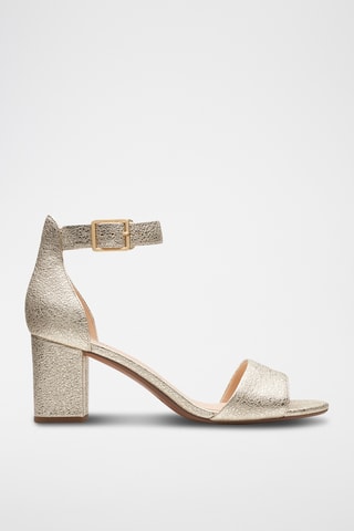Sandalias de piel de tacón Deva - Dorado