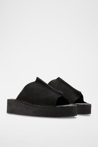 Sandalias de nobuk con plataforma Wedge - Negro