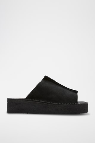 Sandalias de nobuk con plataforma Wedge - Negro