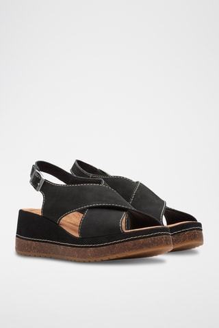 Sandalias de nobuk de cuña Kassanda - Negro