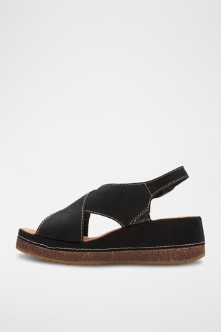 Sandalias de nobuk de cuña Kassanda - Negro