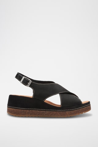 Sandalias de nobuk de cuña Kassanda - Negro