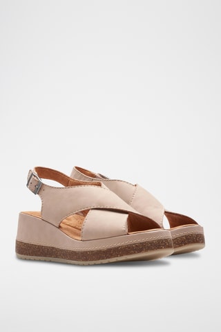 Sandalias de nobuk de cuña Kassanda - Beige