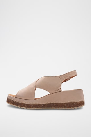 Sandalias de nobuk de cuña Kassanda - Beige