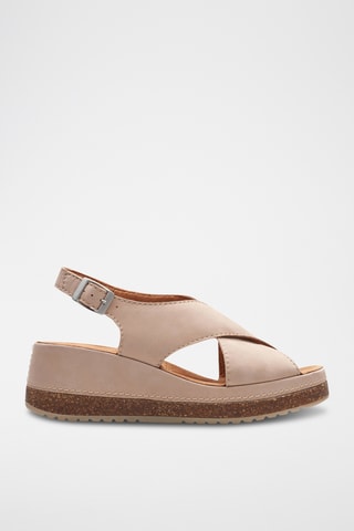 Sandalias de nobuk de cuña Kassanda - Beige