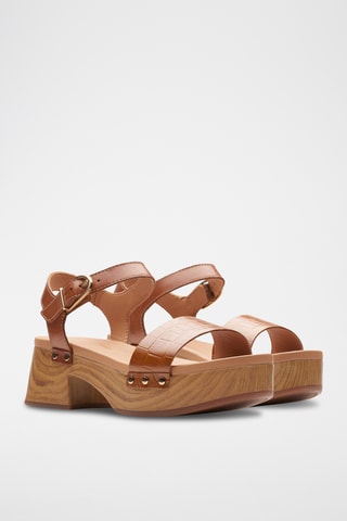 Sandalias de piel con plataforma Sivanne - Marrón
