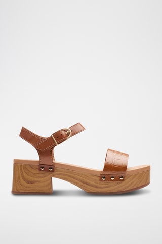 Sandalias de piel con plataforma Sivanne - Marrón