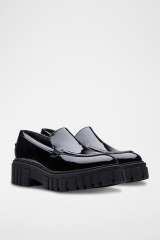Mocasines de piel de charol de tacón Page - Negro