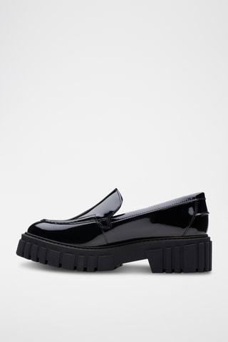 Mocasines de piel de charol de tacón Page - Negro