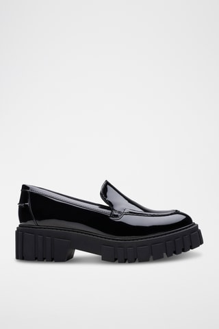 Mocasines de piel de charol de tacón Page - Negro