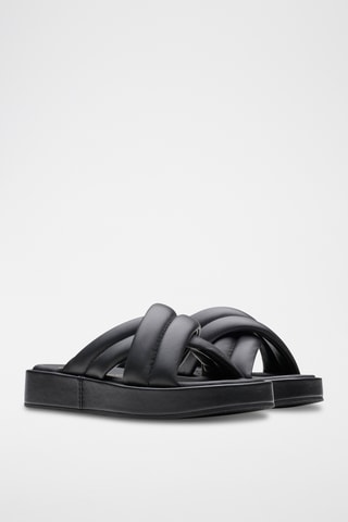 Sandalias de piel con plataforma Alda - Negro