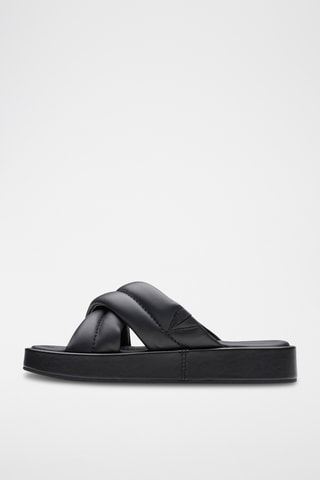 Sandalias de piel con plataforma Alda - Negro