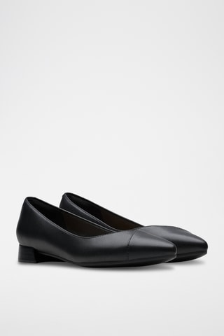 Bailarinas de piel de tacón Natalyn - Negro