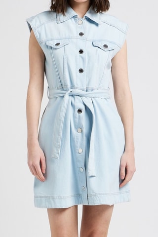 Vestido camisero vaquero - Celeste