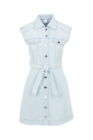 Vestido camisero vaquero - Celeste