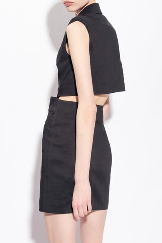 Vestido camisero de lino - Negro