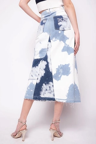 Falda midi vaquera de talle alto - Blanco