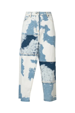Falda midi vaquera de talle alto - Blanco