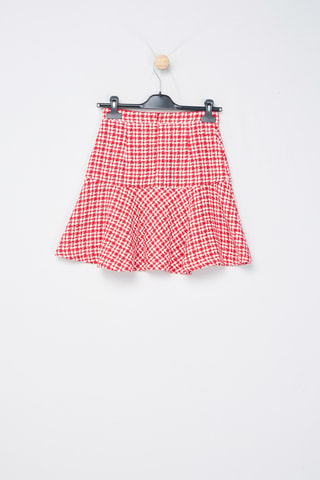 Minifalda de tweed de talle alto - Rojo