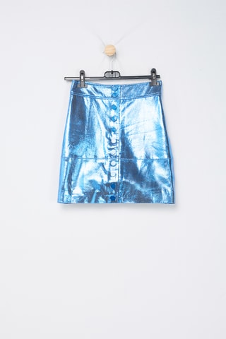 Minifalda de piel caprina de talle alto - Azul claro