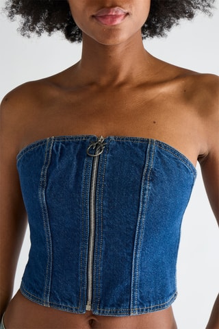 Crop top bustier vaquero - Azul