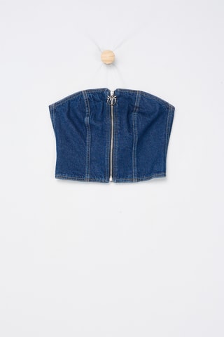 Crop top bustier vaquero - Azul