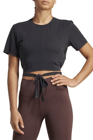 T-shirt cropped de yoga - Noir