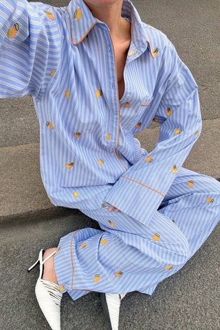 Pantalón loose de tiro alto - Azul claro