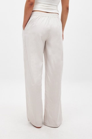 Pantalón wide leg - Beige y blanco