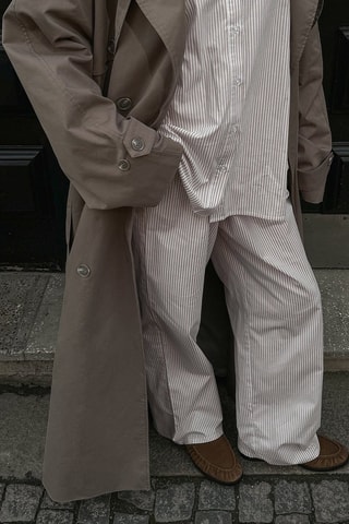 Pantalón wide leg - Beige y blanco