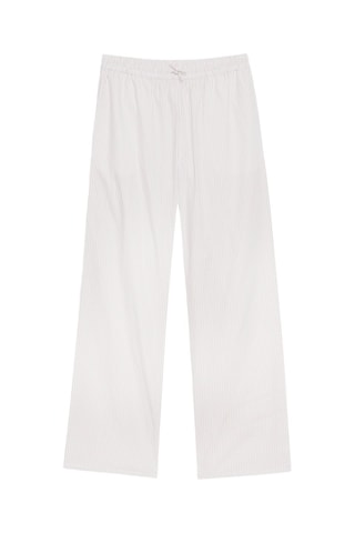 Pantalón wide leg - Beige y blanco