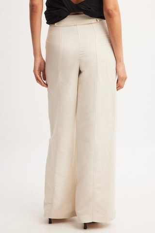 Pantalón recto de lino - Beige claro