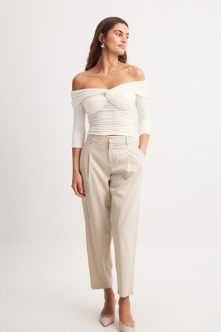 Pantalón de tiro alto - Beige