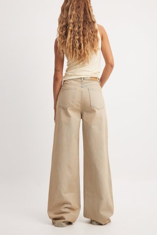 Vaquero ancho tiro alto - Beige