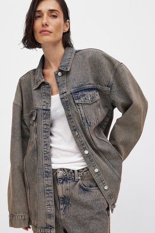 Chaqueta vaquera oversize - Azul oscuro jaspeado