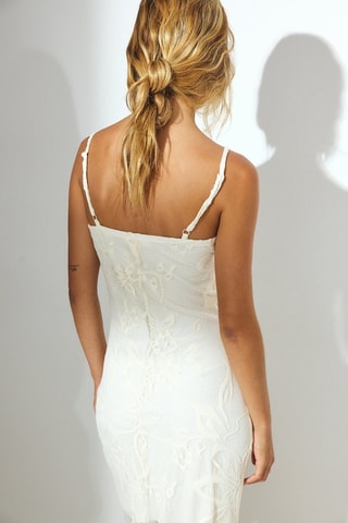 Vestido largo de encaje - Blanco roto