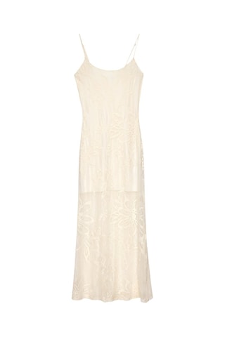 Vestido largo de encaje - Blanco roto