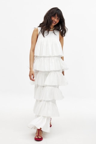 Vestido avolantado - Blanco
