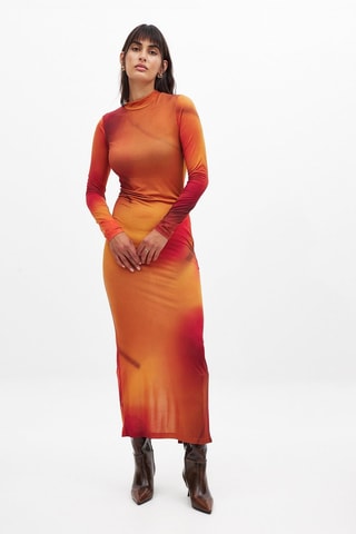 Vestido largo tie-dye - Naranja y rojo
