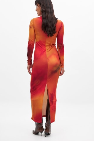 Vestido largo tie-dye - Naranja y rojo