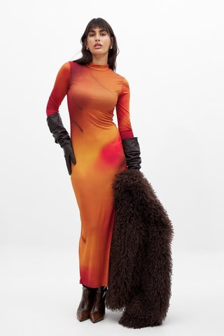 Vestido largo tie-dye - Naranja y rojo