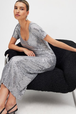 Vestido recto - Plateado