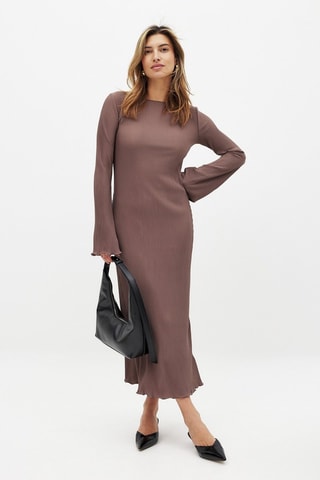 Robe plissée - Marron