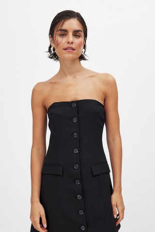 Vestido camisero bustier - Negro