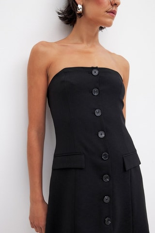 Vestido camisero bustier - Negro