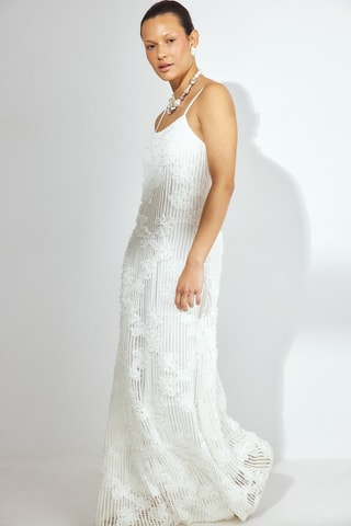 Vestido largo de encaje - Blanco