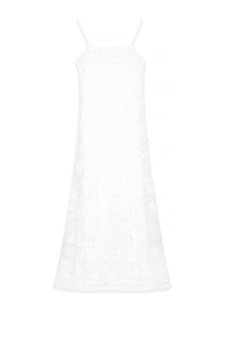 Vestido largo de encaje - Blanco